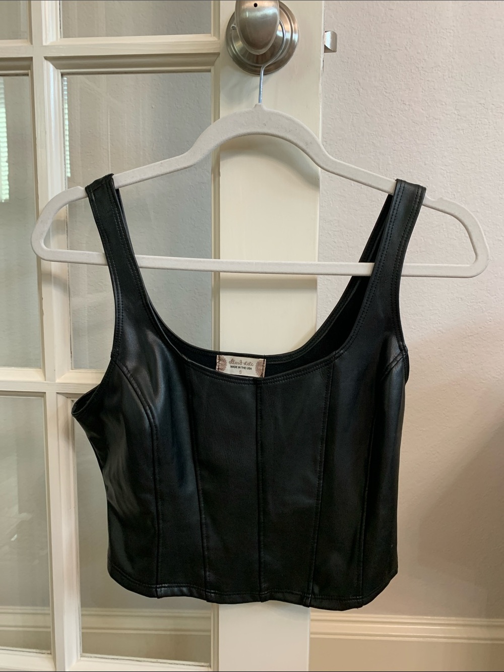 Altar'd State Black Faux Leather Scoop Crop Tank